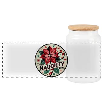 Motif de Noël festif avec poinsettia et canne à sucre - Boîte à biscuits avec couvercle en bois - blanc - Devant