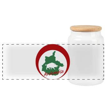 Ardennen-Wildschwein-Emblem - Panorama Keksdose mit Holzdeckel - Weiß - Vorne