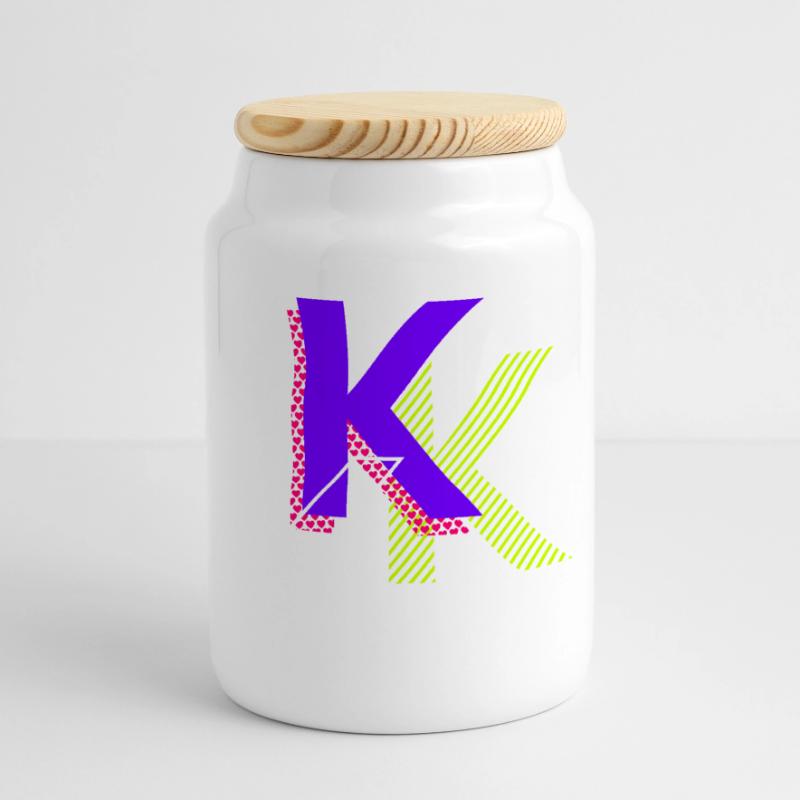 k - Conception de graffitis Boîte à biscuits avec couvercle en bois