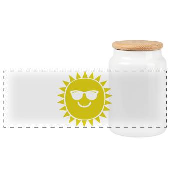 Fröhliche Sonne mit Sonnenbrille - Panorama Keksdose mit Holzdeckel - Weiß - Vorne