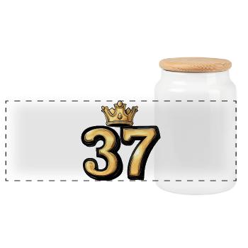 37 Number Krone - Panoramic Cookie Jar with Wooden Lid - white - Front