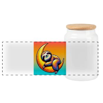 La paresse dort sur la Lune - Boîte à biscuits avec couvercle en bois - blanc - Devant
