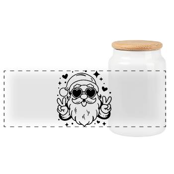 Santa Heart Sonnenbrille Peace Sign - Panorama Keksdose mit Holzdeckel - Weiß - Vorne