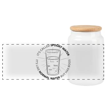 Spooky Water It’s Like Normal Water But Has Boos - Panoramic Cookie Jar with Wooden Lid - white - Front