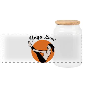 Yoga Love - Panorama Keksdose mit Holzdeckel - Weiß - Vorne