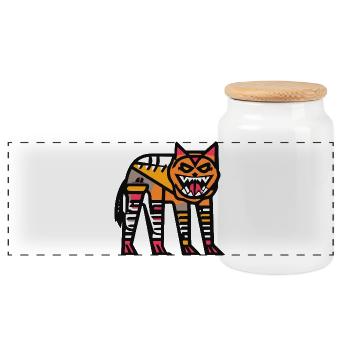Wolf Halloween Comic Funny - Panoramic Cookie Jar with Wooden Lid - white - Front