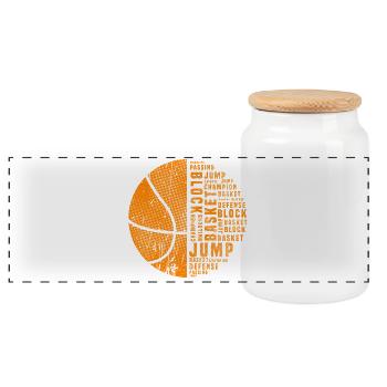 Basket-ball - Boîte à biscuits avec couvercle en bois - blanc - Devant