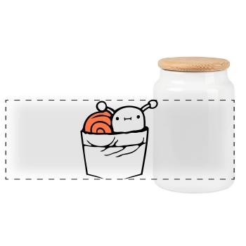 Escargot poitrine sac chemise sac en déplacement - Boîte à biscuits avec couvercle en bois - blanc - Devant