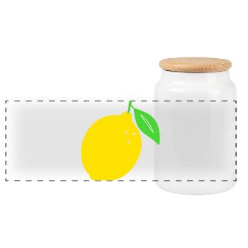 Lemon Flat Print Design - Panoramic Cookie Jar with Wooden Lid - white - Front