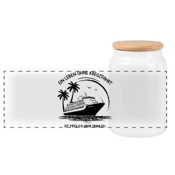 A life without a cruise is possible but pointless - Panoramic Cookie Jar with Wooden Lid - white - Front