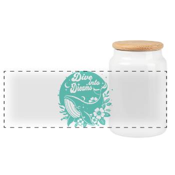 Dive into Ocean Dreams - Panoramic Cookie Jar with Wooden Lid - white - Front