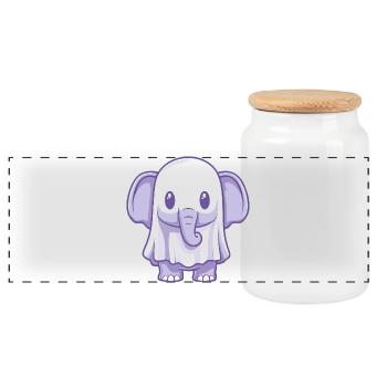 Elephant Halloween Ghost - Panoramic Cookie Jar with Wooden Lid - white - Front