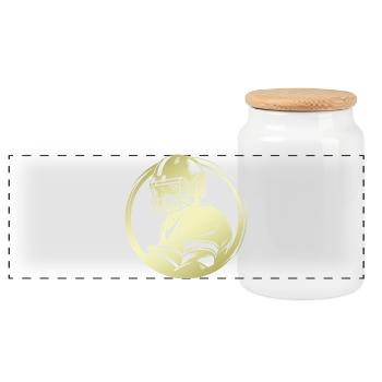 American Football Silhouette - Panoramic Cookie Jar with Wooden Lid - white - Front