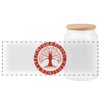 Arbre runique rouge - Boîte à biscuits avec couvercle en bois - blanc - Devant