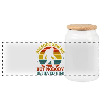 Bigfoot saw me but nobody believed him - Panorama Keksdose mit Holzdeckel - Weiß - Vorne