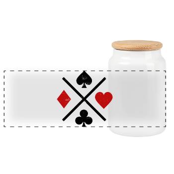 Cartes à jouer design contrasté - Boîte à biscuits avec couvercle en bois - blanc - Devant