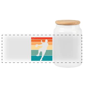 Retro Handball Handballer - Panorama Keksdose mit Holzdeckel - Weiß - Vorne