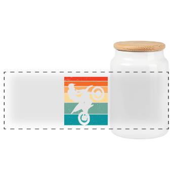 Motocross Retro Motorsport - Panoramic Cookie Jar with Wooden Lid - white - Front