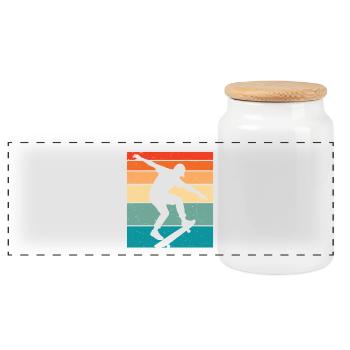 Skater Skaten Kinder Skateboarder - Panorama Keksdose mit Holzdeckel - Weiß - Vorne