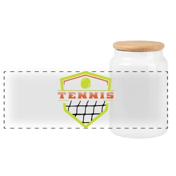 Logo Tennis  - Boîte à biscuits avec couvercle en bois - blanc - Devant