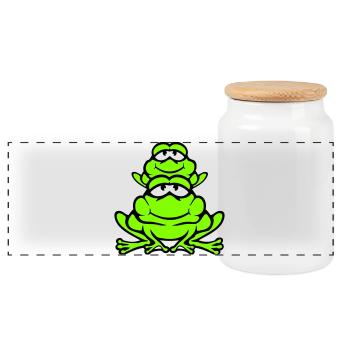 Frosch Kind Familie Papa Mama Huckepack Vatertag - Panorama Keksdose mit Holzdeckel - Weiß - Vorne