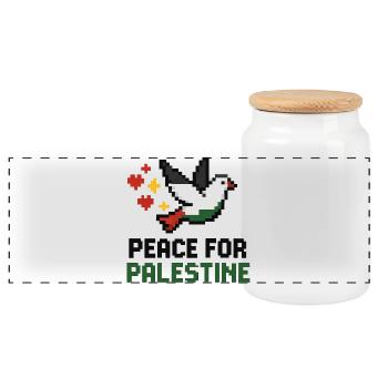dove of peace in the colours of Palestine - Panoramic Cookie Jar with Wooden Lid - white - Front