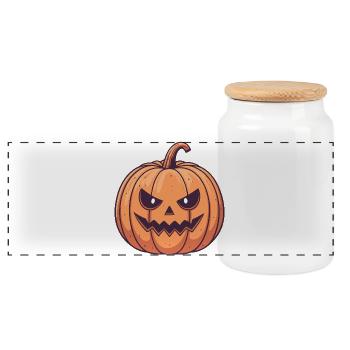 Citrouille Furieuse Halloween - Boîte à biscuits avec couvercle en bois - blanc - Devant