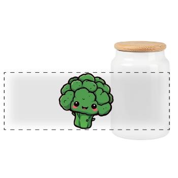 Brocoli - Boîte à biscuits avec couvercle en bois - blanc - Devant