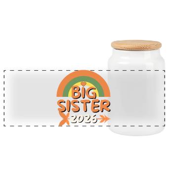 Big Sister 2026–Future Grande Sœur - Boîte à biscuits avec couvercle en bois - blanc - Devant