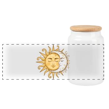 Visages du soleil et de la lune - Boîte à biscuits avec couvercle en bois - blanc - Devant