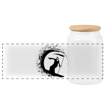 La mort et le surf - Boîte à biscuits avec couvercle en bois - blanc - Devant