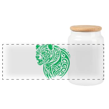 Ours Tribal - Boîte à biscuits avec couvercle en bois - blanc - Devant