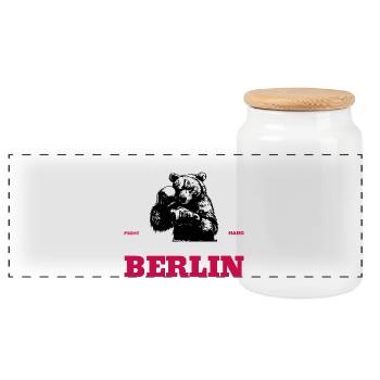Boxing Club Berlin Bär Berlin - Panoramic Cookie Jar with Wooden Lid - white - Front