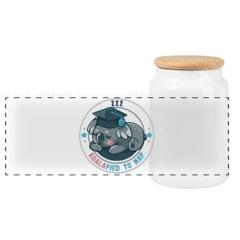 Koalafied to Nap - Panoramic Cookie Jar with Wooden Lid - white - Front