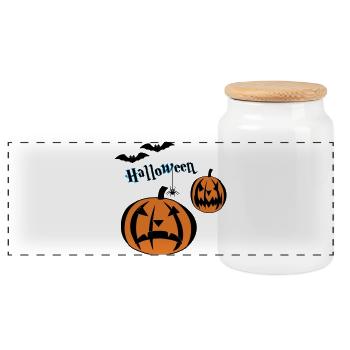 Halloween-- - Boîte à biscuits avec couvercle en bois - blanc - Devant