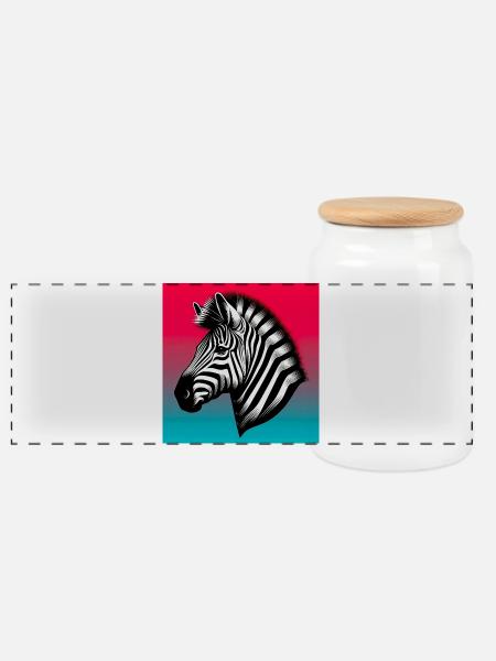 Zebra - Panorama Keksdose mit Holzdeckel - Weiß