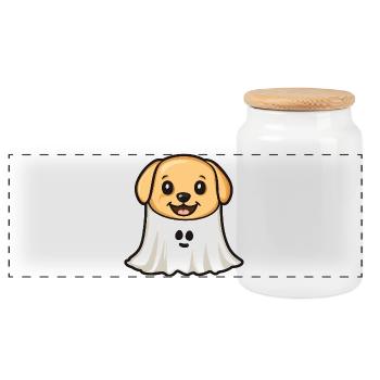 Golden Retriever Chien Halloween Fantôme - Boîte à biscuits avec couvercle en bois - blanc - Devant