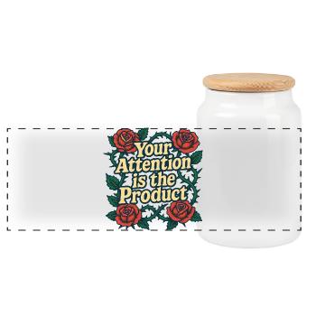 Votre attention est le produit - Boîte à biscuits avec couvercle en bois - blanc - Devant