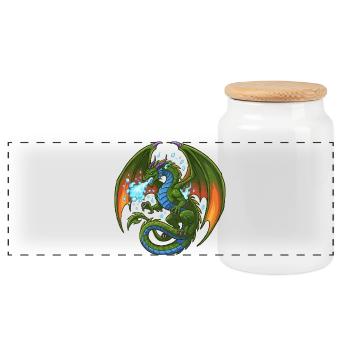 Bleu Vert Dragon Cracheur de Glace - Boîte à biscuits avec couvercle en bois - blanc - Devant