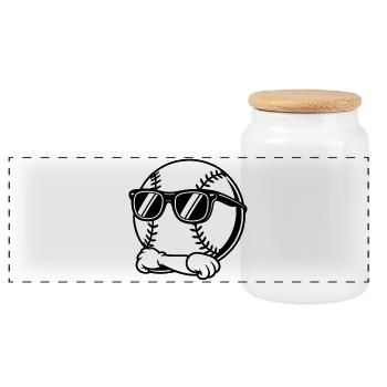 Cool Baseball - Sport-Logo - Panorama Keksdose mit Holzdeckel - Weiß - Vorne