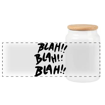 Blah Blah Blah schwarz Statement - Panorama Keksdose mit Holzdeckel - Weiß - Vorne