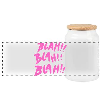 Blah Blah Blah Pink - Panorama Keksdose mit Holzdeckel - Weiß - Vorne