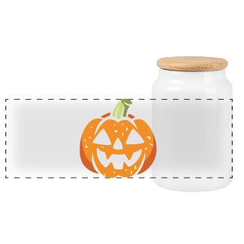 Lustiger Halloween Kürbis Gesicht - Panorama Keksdose mit Holzdeckel - Weiß - Vorne
