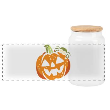 Drôle de citrouille d’Halloween avec araignée - Boîte à biscuits avec couvercle en bois - blanc - Devant