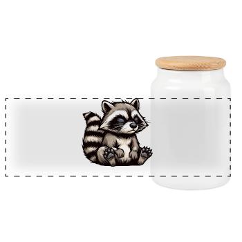 Parlez à la patte Waschbär Waschbären Raton laveur - Boîte à biscuits avec couvercle en bois - blanc - Devant