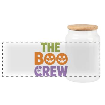 The Boo Crew Halloween Pumpkins - Panoramic Cookie Jar with Wooden Lid - white - Front