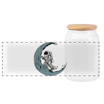 Nettoyeur d’astronaute sur le croissant de lune - Boîte à biscuits avec couvercle en bois - blanc - Devant