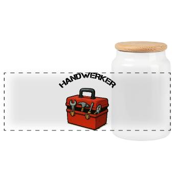 Roter Werkzeugkoffer Design - Panorama Keksdose mit Holzdeckel - Weiß - Vorne