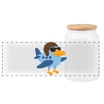 A super bird plane - Panoramic Cookie Jar with Wooden Lid - white - Front