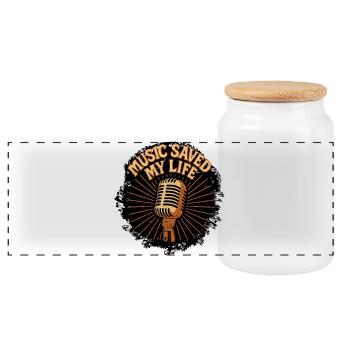 Vintage Retro Music T-Shirt - Panoramic Cookie Jar with Wooden Lid - white - Front